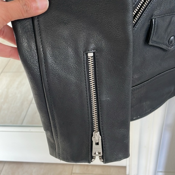 All Saints Leather Biker Jacket (Sherwood) - Picture 4 of 5